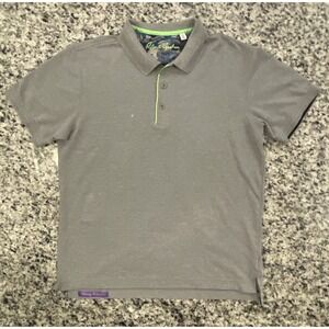 Robert Graham Polo Shirt‎ Mens Medium Gray Classic Fit Cotton Casual #608